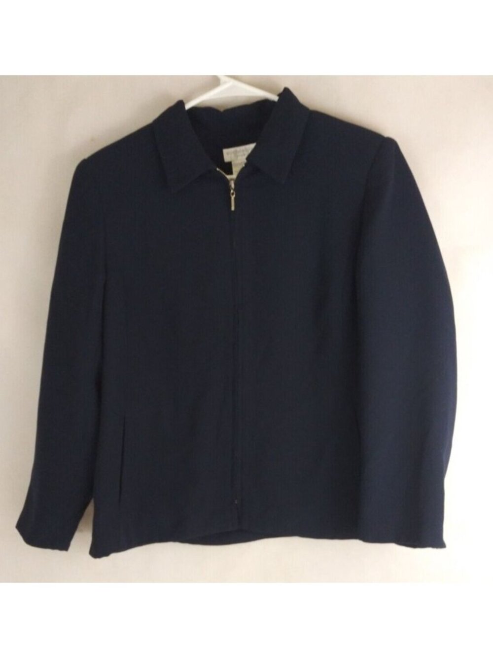 Worthington Petite Women's Dark Blue Full Zip Blazer Jacket Size 12P